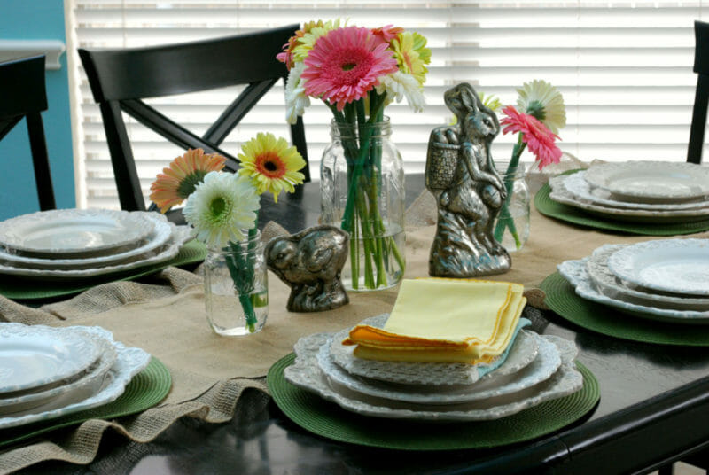 Process on how to style an Easter table