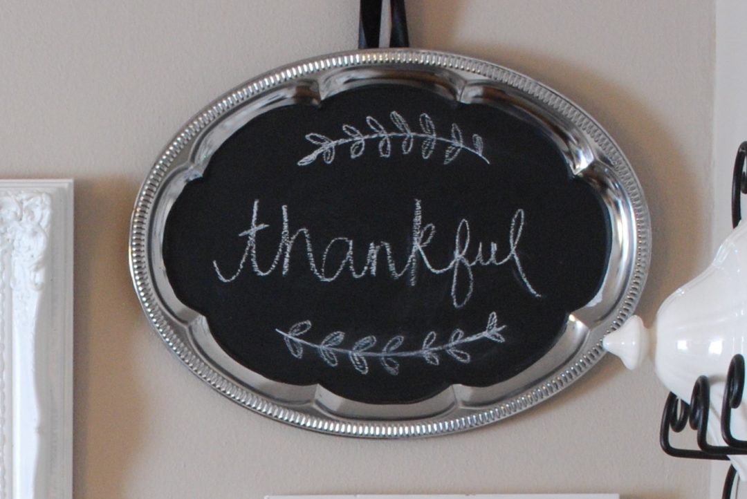 Decorate with a Dollar Store tray and chalkboard paint by CountyRoad407.com