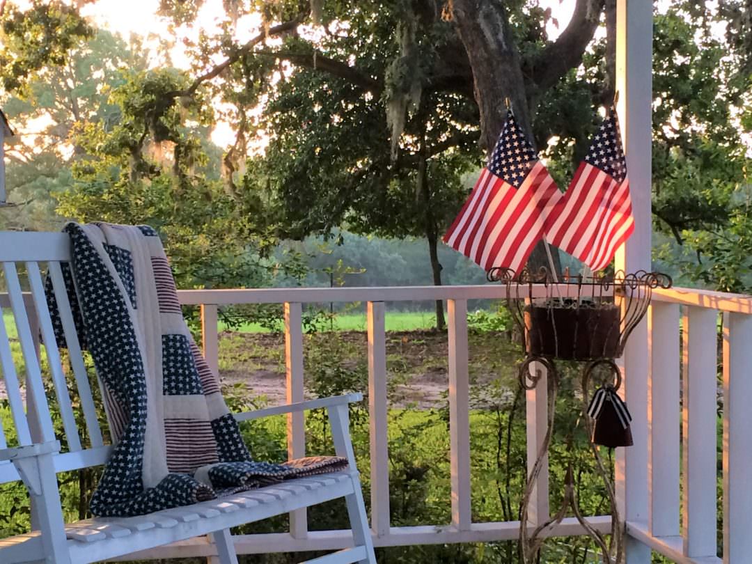 country front porch on July 4th