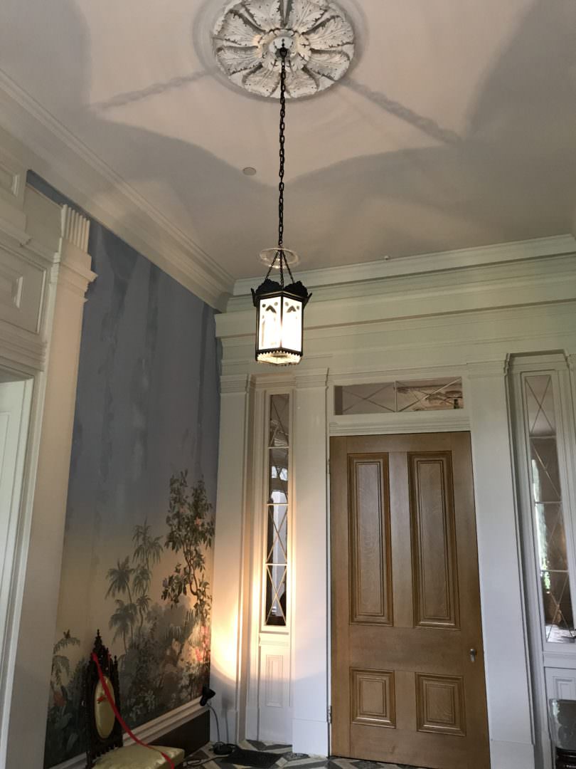 Foyer at the Melrose Plantation with handpainted wall paper