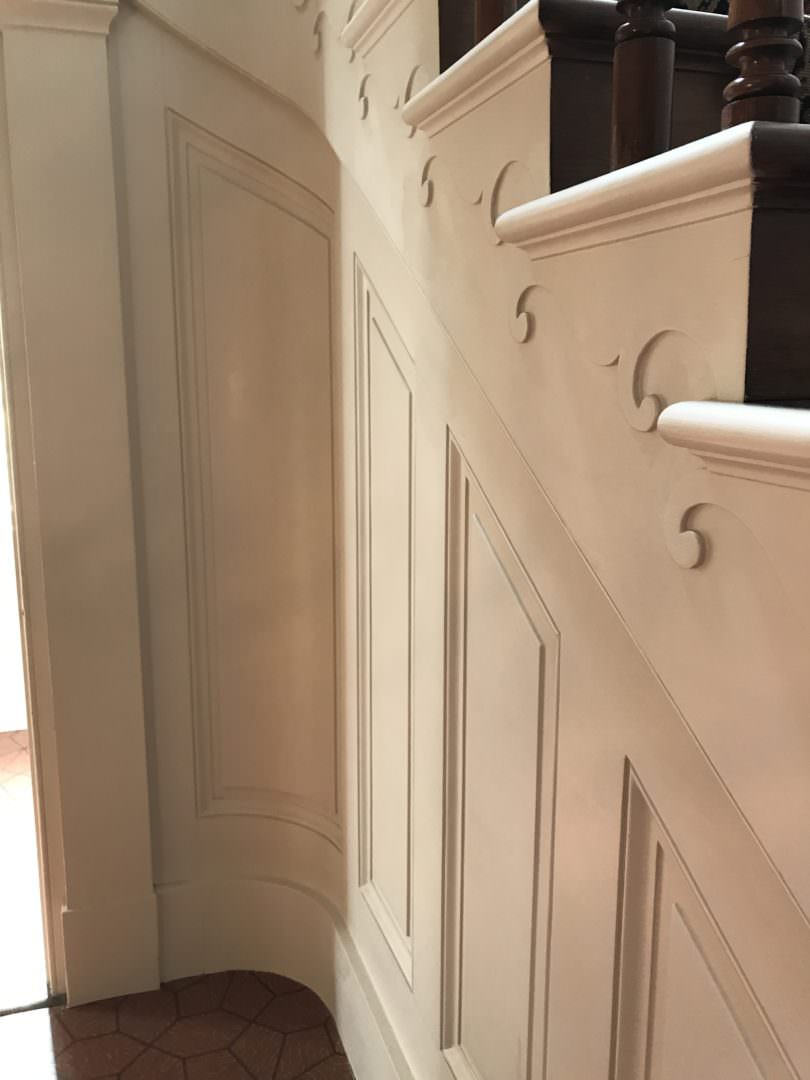 Mouldings around the staircase inside the Melrose Mansion in Natchez MI