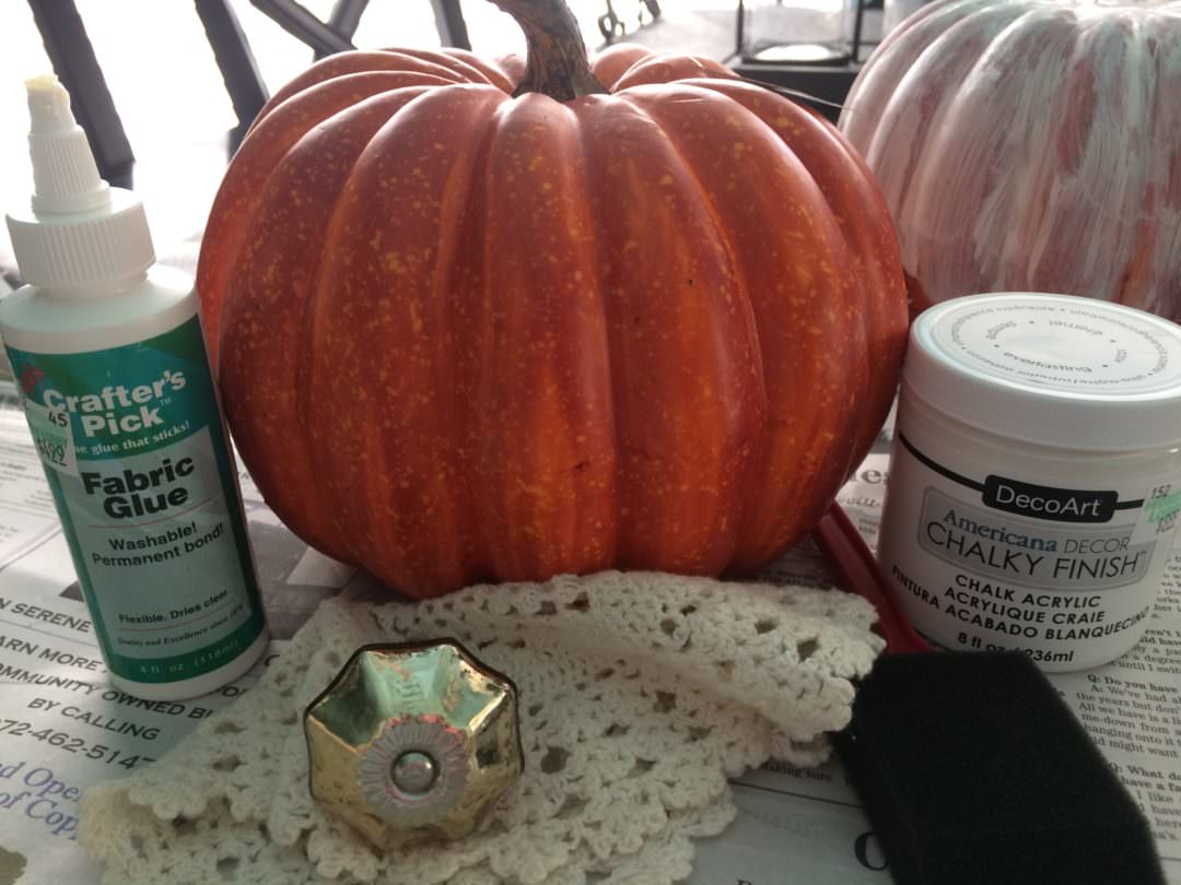 Supplies needed for a vintage inspired pumpkin