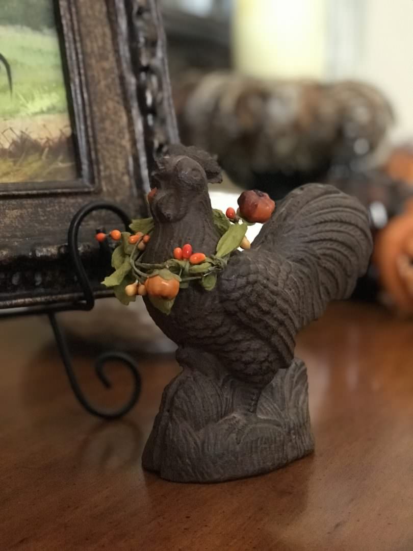 Even adding a candle ring to a rooster makes it more festive for fall. CountyRoad407.com