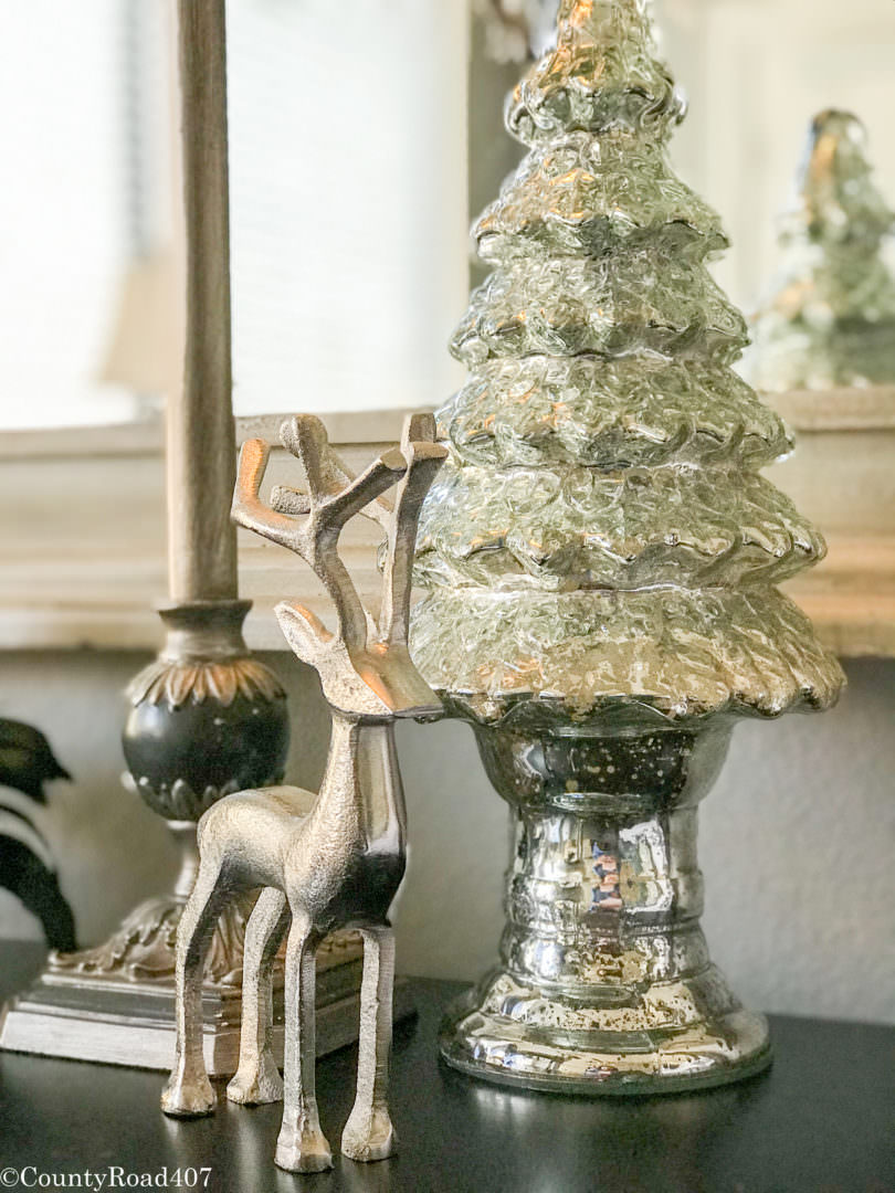 Adding mercury glass decor for Christmas never goes out of style. Countyroad407.com