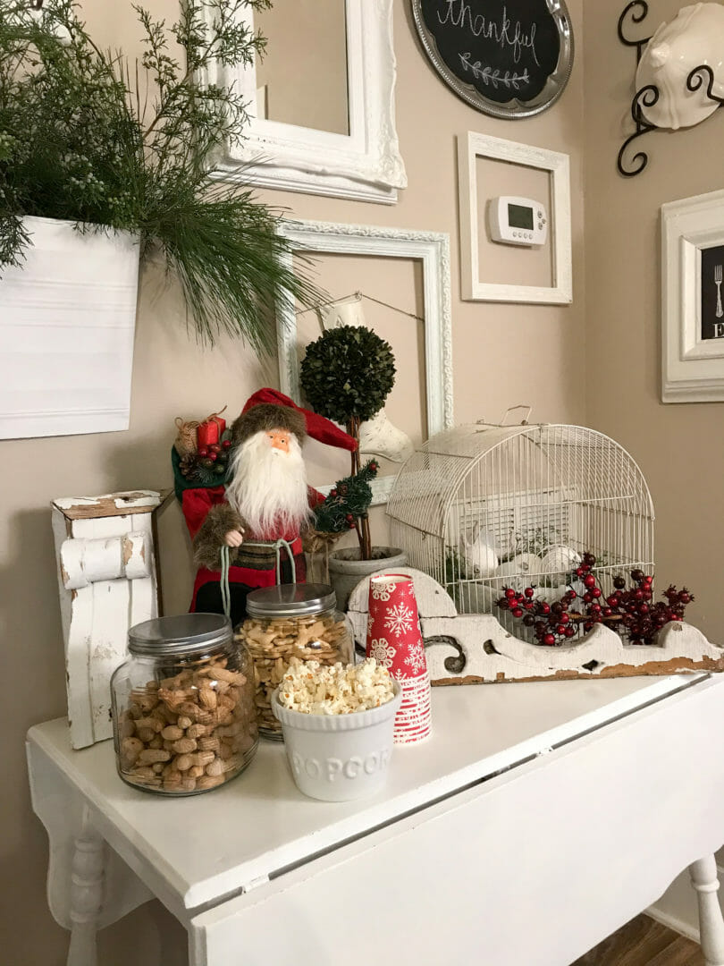 Fun Christmas Snack Table in a farmhouse tour by Countyroad407.com