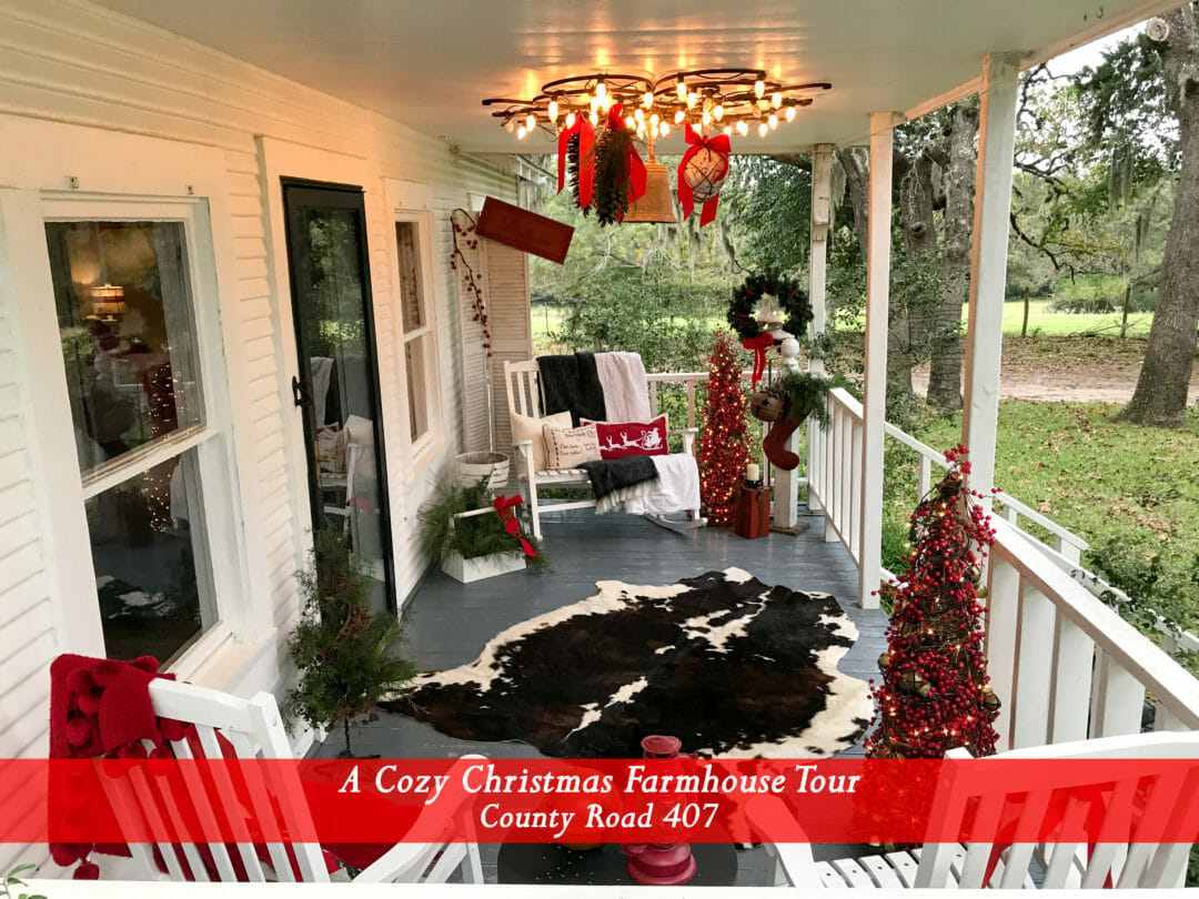 Christmas Farmhouse front porch by CountyRoad407.com