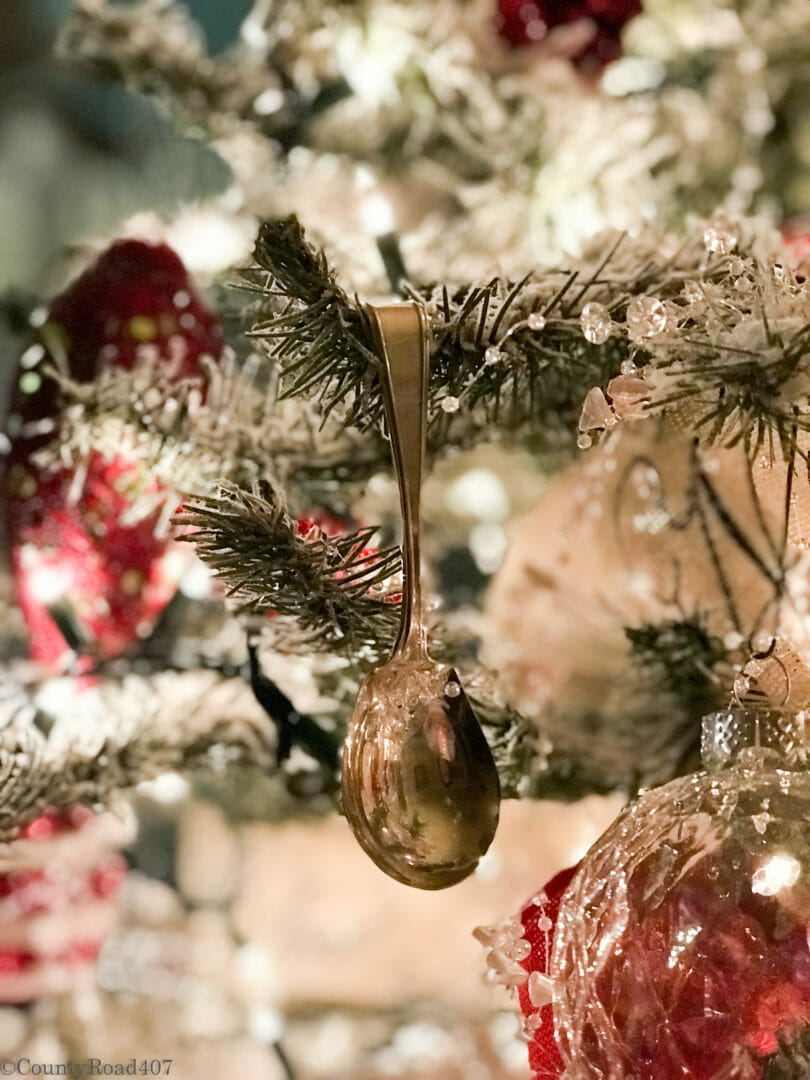 Old silverware used as ornaments on Christmas trees by CountyRoad407.com