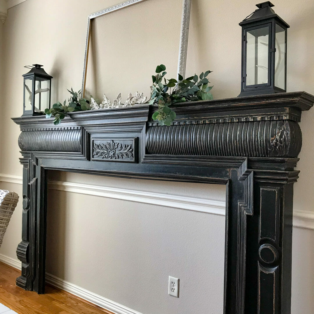 A large mantel makes a great statement piece for the old new dining room by CountyRoad407.com