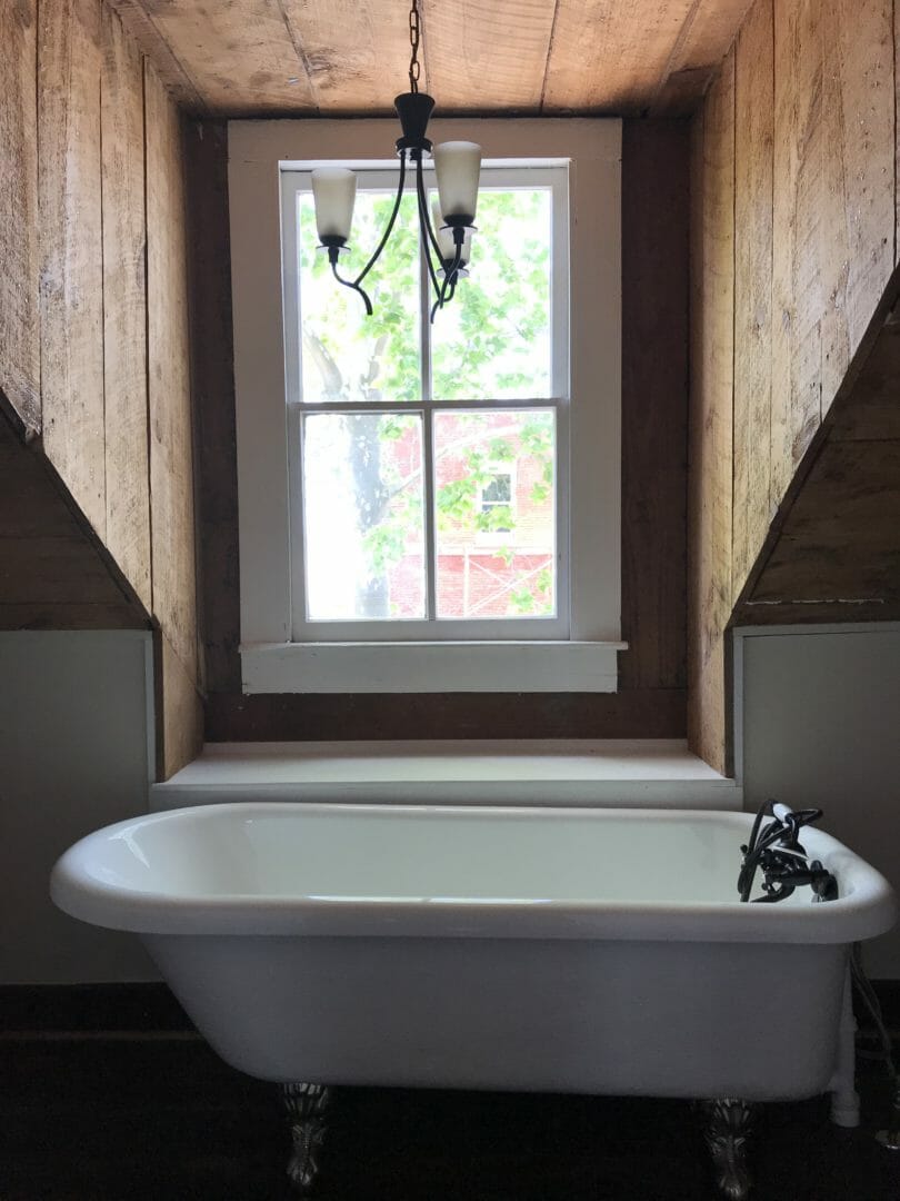 An almost finished bathroom at the Ella Ruth Bed & Breakfast in Anderson, TX by Countyroad407.com