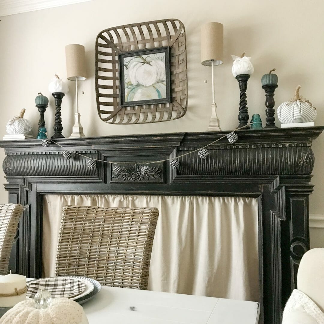 Modern farmhouse fall mantel by CountyRoad407.com