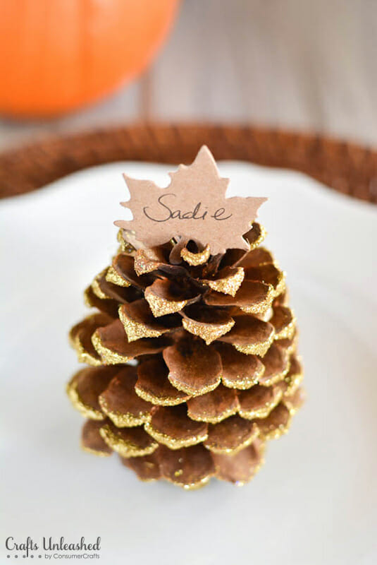 pine cone placecard ideas for Thanksgiving by CountyRoad407