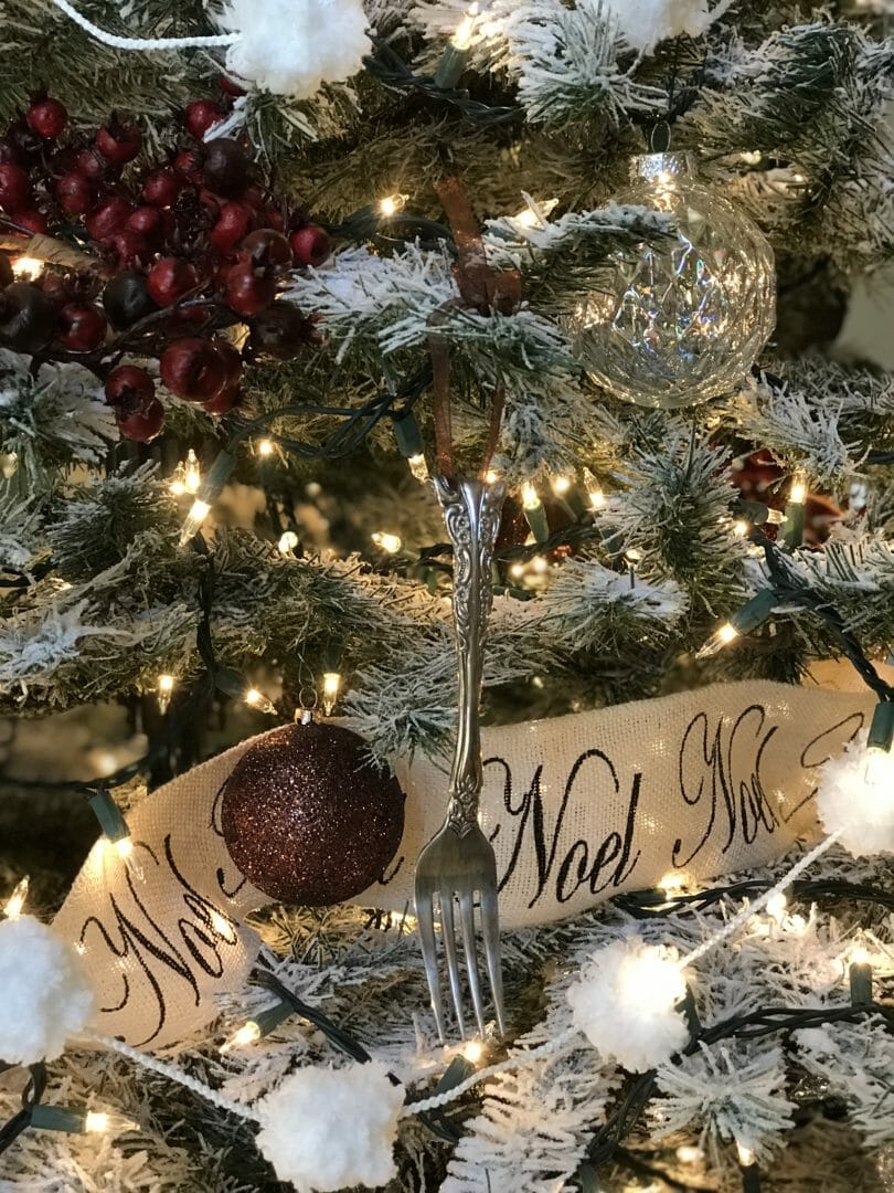 vintage silverware on a Christmas tree by CountyRoad407.com