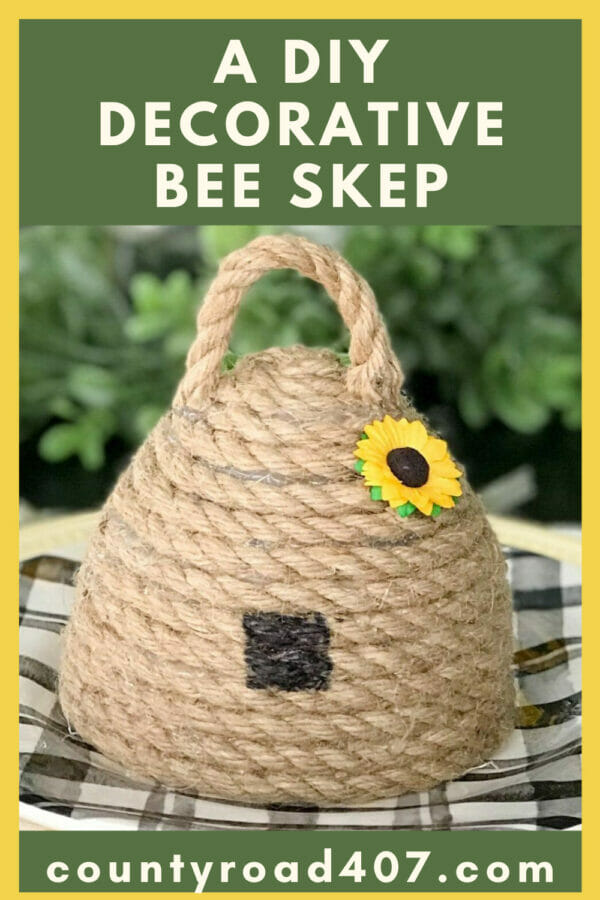 DIY bee skep with sunflower