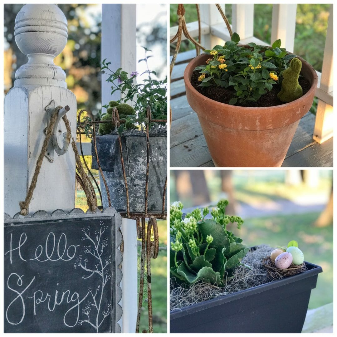 Spring farmhouse porch tour with a blog hop by CountyRoad407.com #springtour #springporch #springporchideas #springporchdecor #springfarmhouseporch #farmhousestyle #farmhouseporch #farmhouseporchideas #springfarmhouseideas 