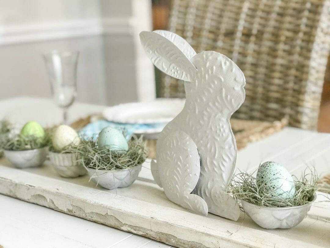 A Spring or Easter Centerpiece and Pinterest Challenge by CountyRoad407.com #spring #springcenterpiece #easter #eastercenterpiece #tablescape #eastertablescape #springtablescape #springtabledecor #eastertabledecor #easterdecor #easterideas #springdecorideas #countyroad407