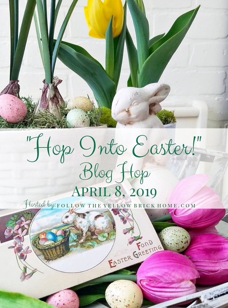 Adding Easter touches to the farmhouse hutch and blog hop by CountyRoad407.com #Easterdecor #Easter #Springdecor #farmhousespring #farmhousedecor #farmhouse #countryliving #CountyRoad407