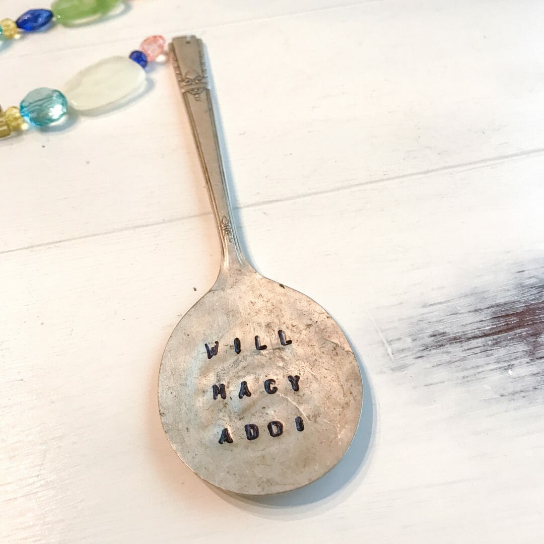 Stamped Spoon Wind Chime for mom by CountyRoad407.com #StampedspoonDIY #StampedSpoon #DIY #TenontheTenth #CountyRoad407 #Craft #EasyCraft #MothersDayCraft #MothersDay