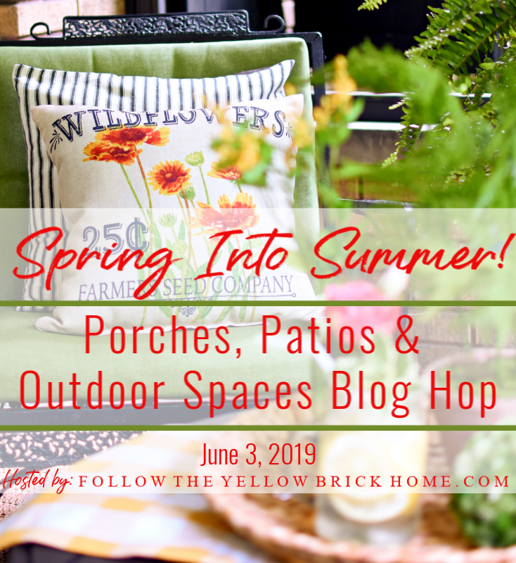 A Backporch Refresh and Summer blog hop by CountyRoad407.com #summerpatio #summerdecorating #patio #patiodecorating 