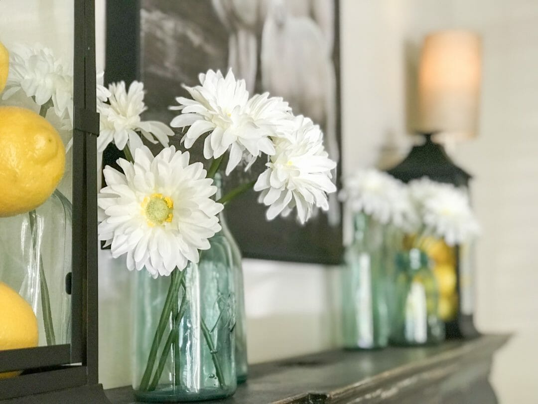 Summer mantel refresh with lemons and a Pinterest Challenge by CountyRoad407.com. #PinterstChallenge #summermantel #summermantelideas #countyroad407 #summerdecorideas