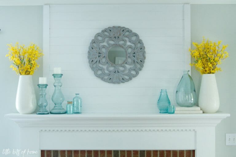 Summer Mantel Pinterest Challenge and blog hop by CountyRoad407.com #summermantel #summermantle #pinterestchallenge #countyroad407 #bloghop #summerdecor #summerdecorating #manteldecorideas #summerideas #mantelideas 