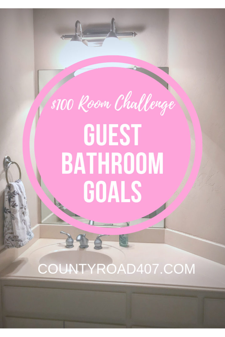 $100 Room Challenge guest bathroom redo for by CountyRoad407.com #$100roomchallenge #bathroomdecor #bathroomredo #bathroom #countyroad407