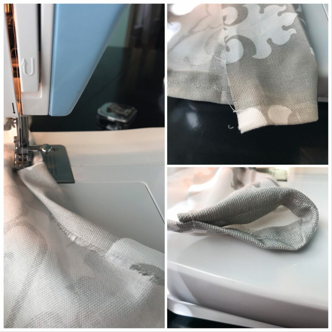 collage photo of sewing curtain