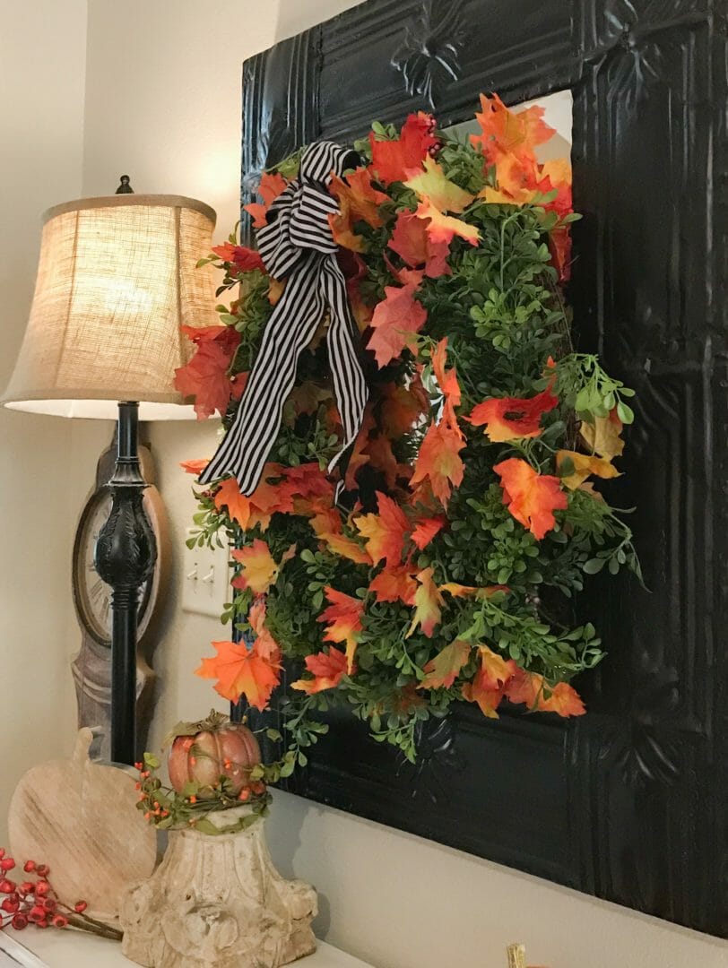 fall wreath with lamp