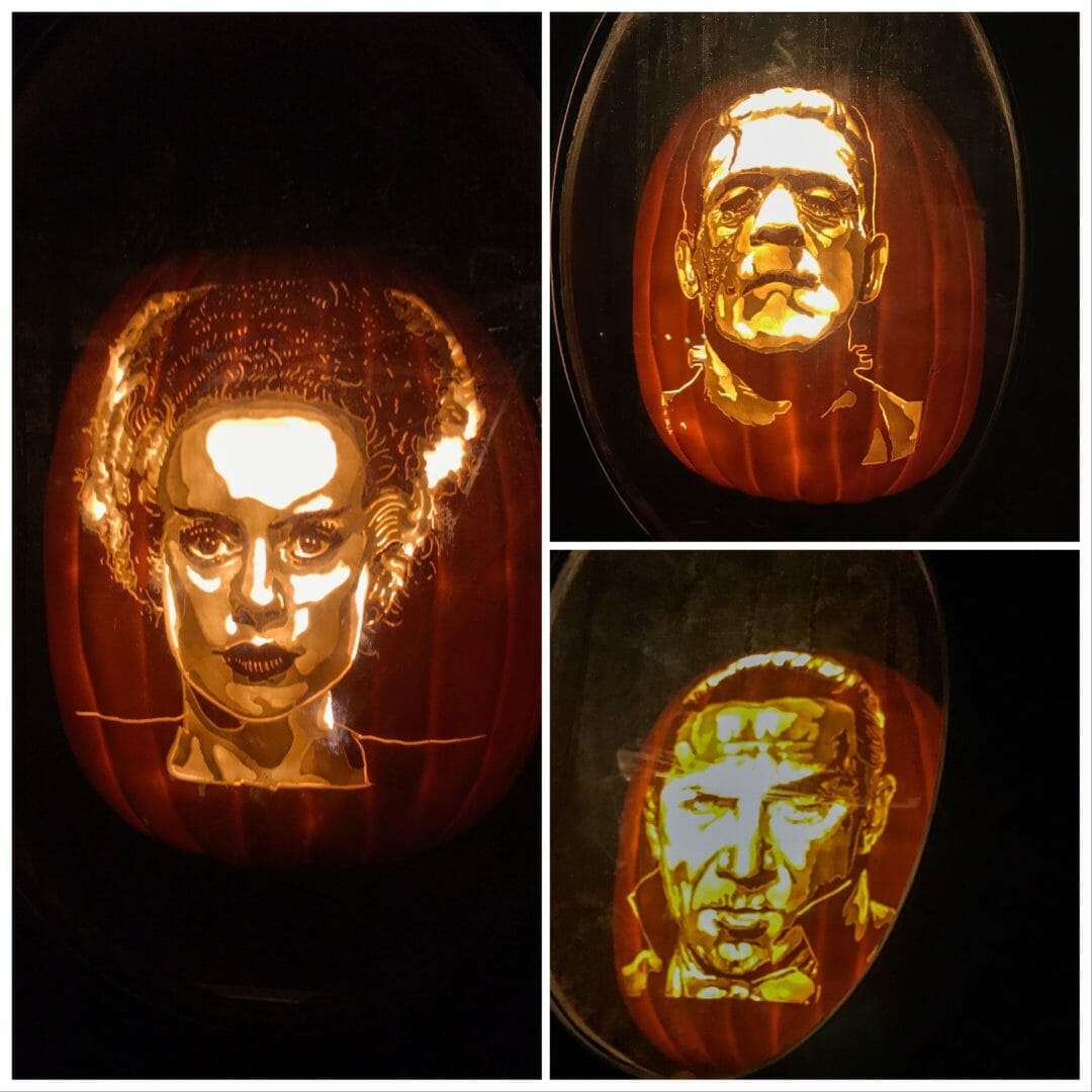 Halloween faces on pumpkins