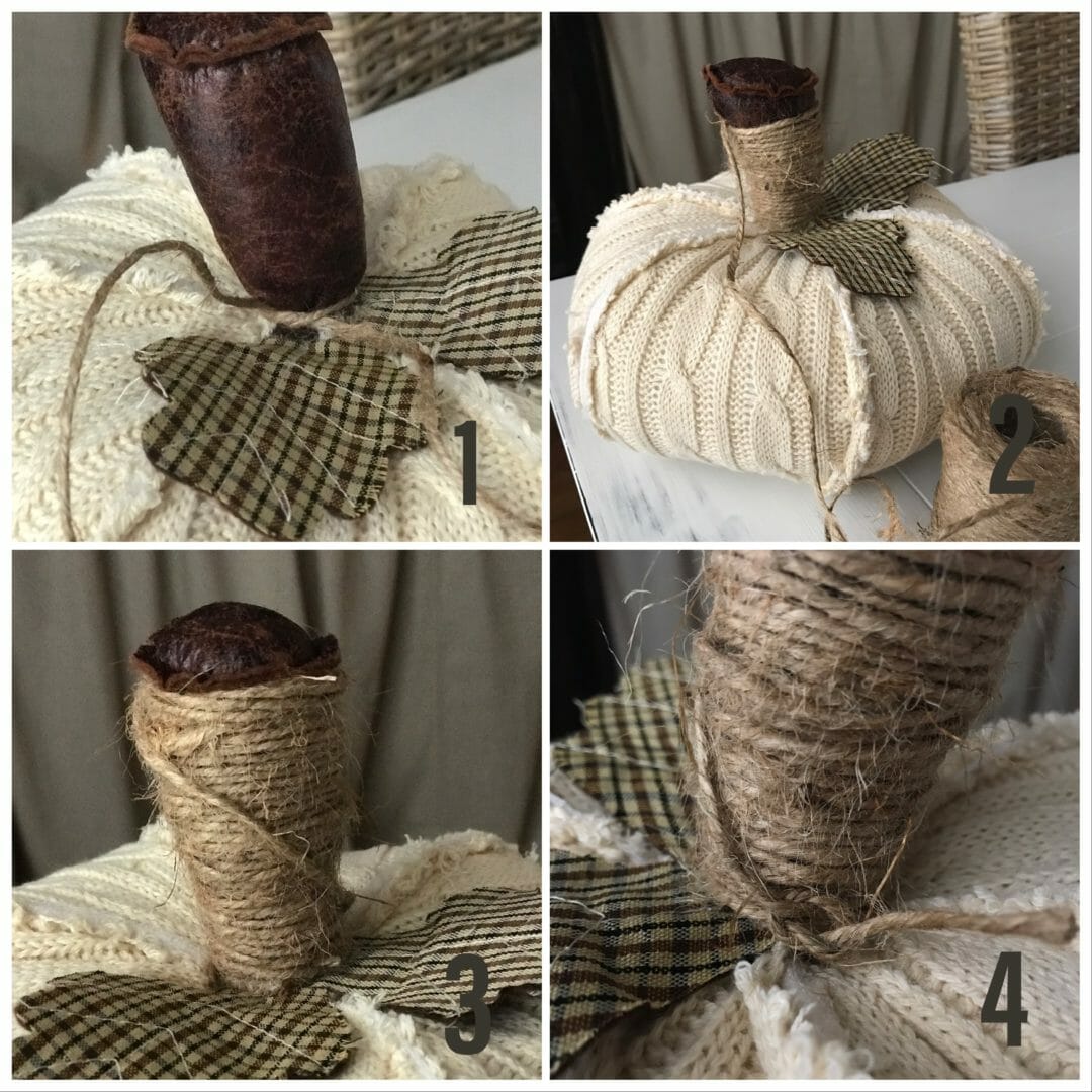 Collage of pumpkin stem steps