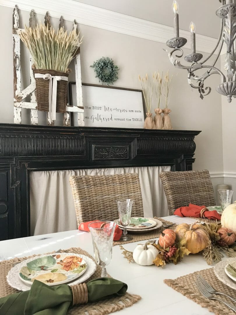 mantel with fall dining table 