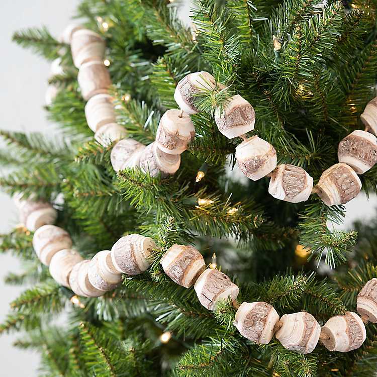 wood bead garland from kirklands on tree