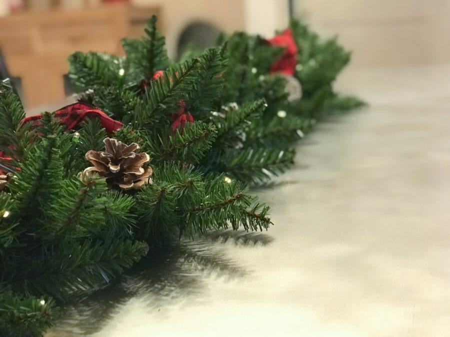 close up of garland on table
