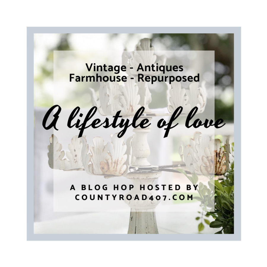 blog hop graphic with vintage candelabra