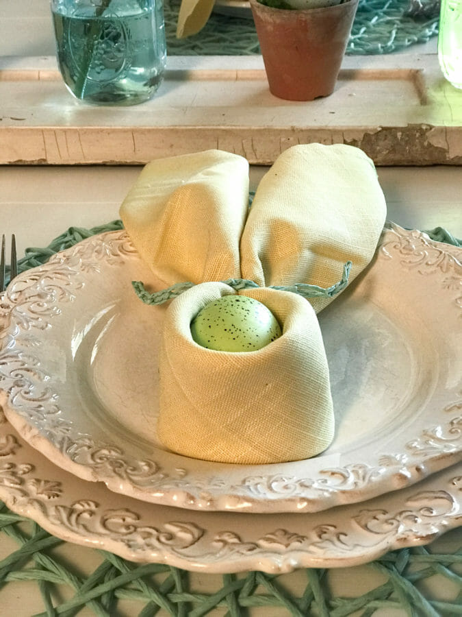 bunny ear napkin place setting