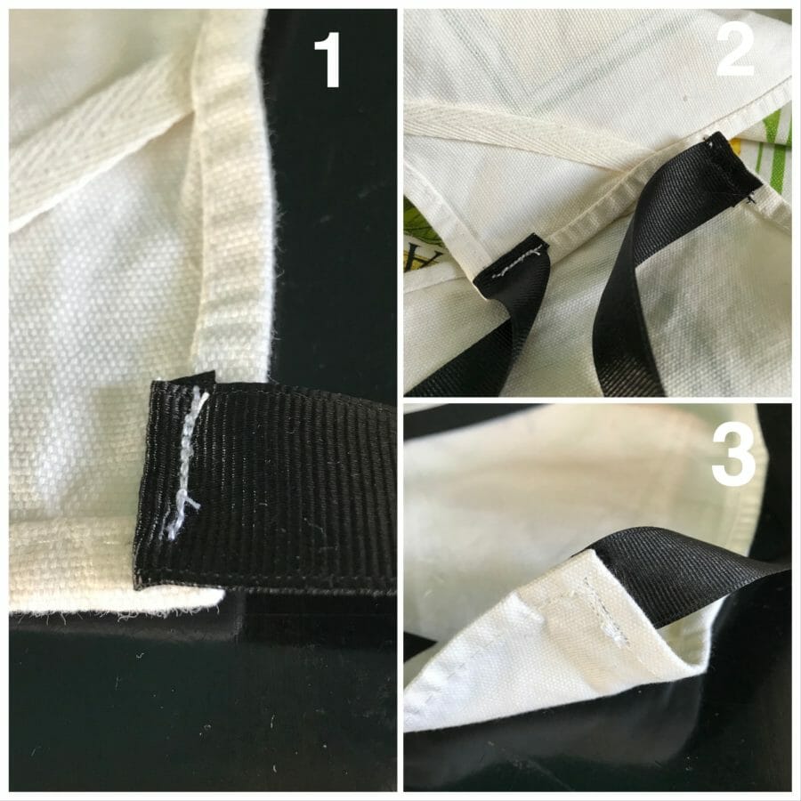 fixing ribbon on apron
