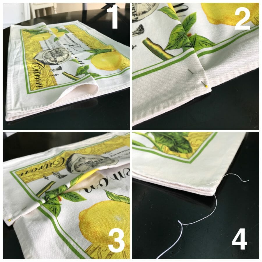 collage of steps to make a gardening apron