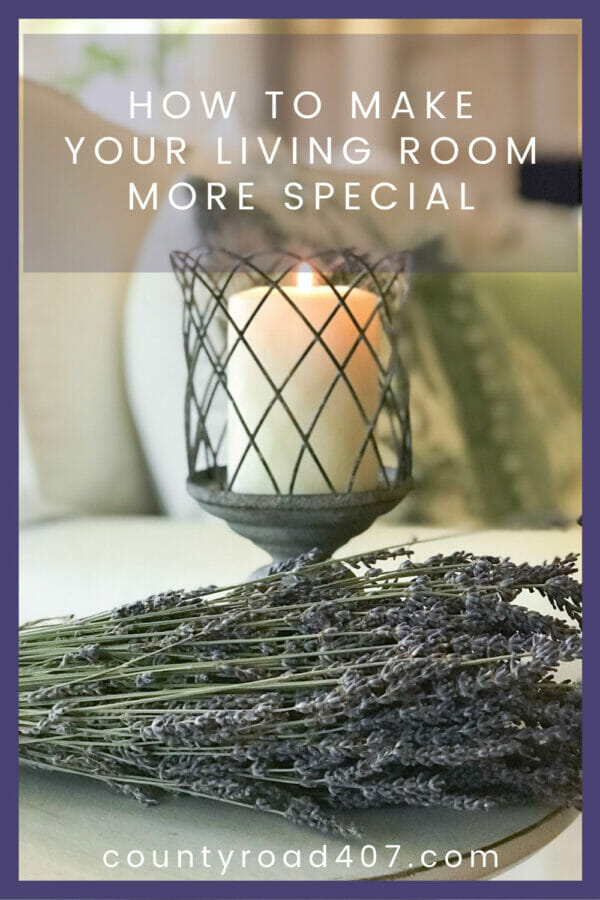 Pinterest graphic with candle and lavender