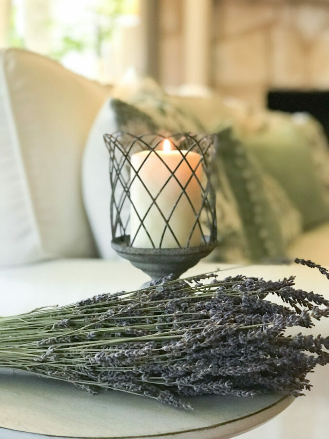 candle and lavender