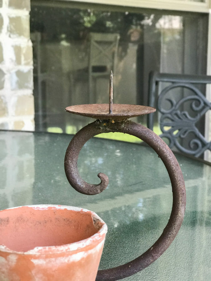 iron stem of candelabra