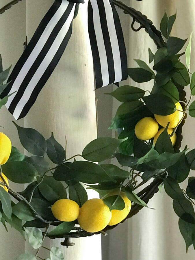 lemon wreath with greenery stems