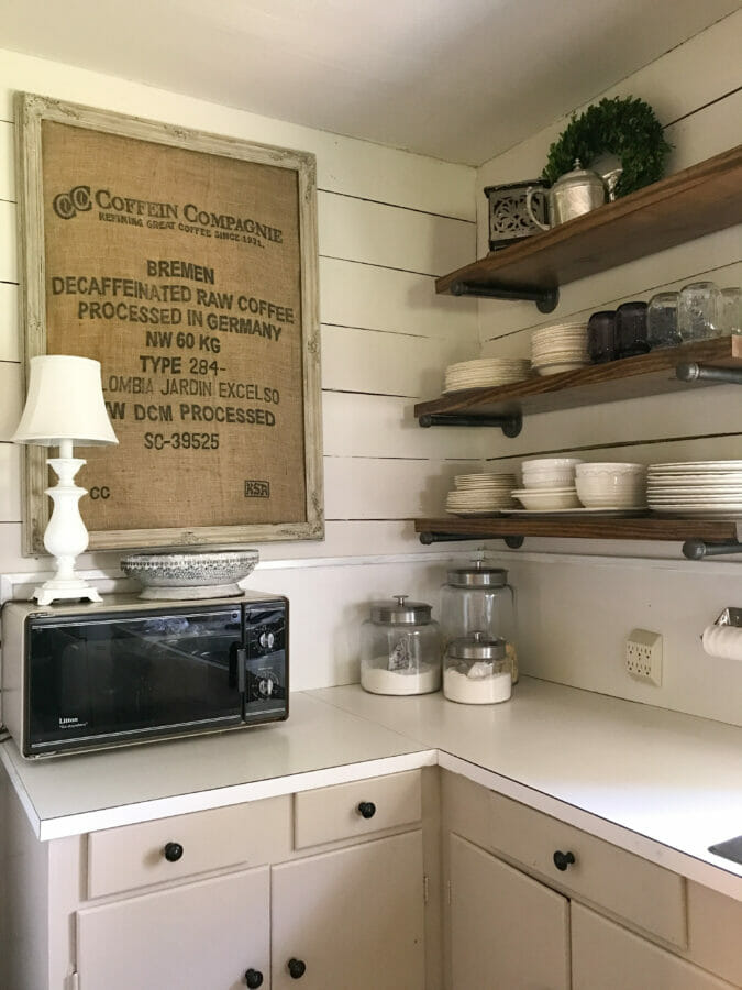 kitchen with open shelves