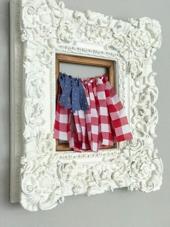 Finished frame with July 4th fabric strip flag