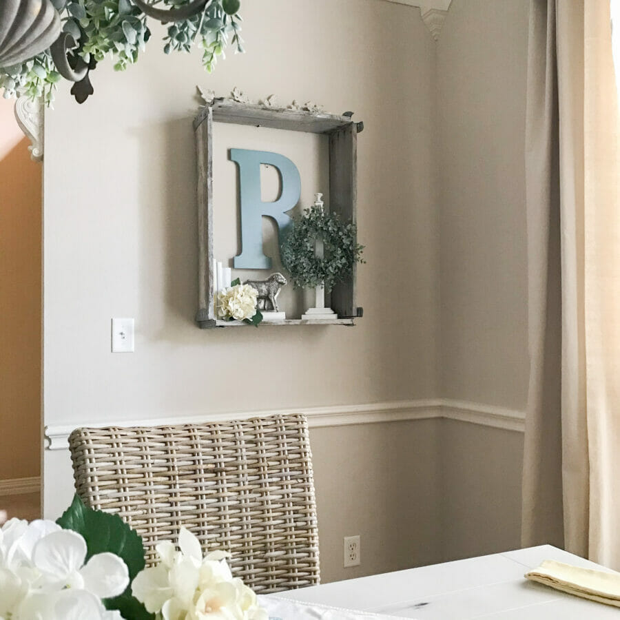 everyday dining room with crate shelf