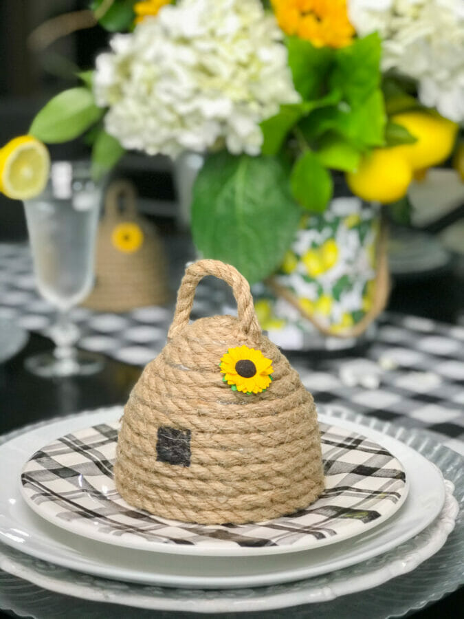 Bee Skep with lemon centerpiece