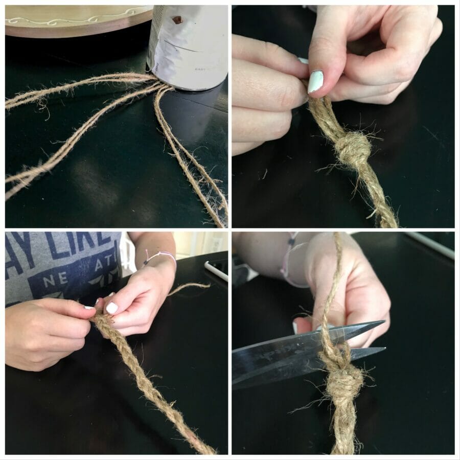 Collage of making a twine handle