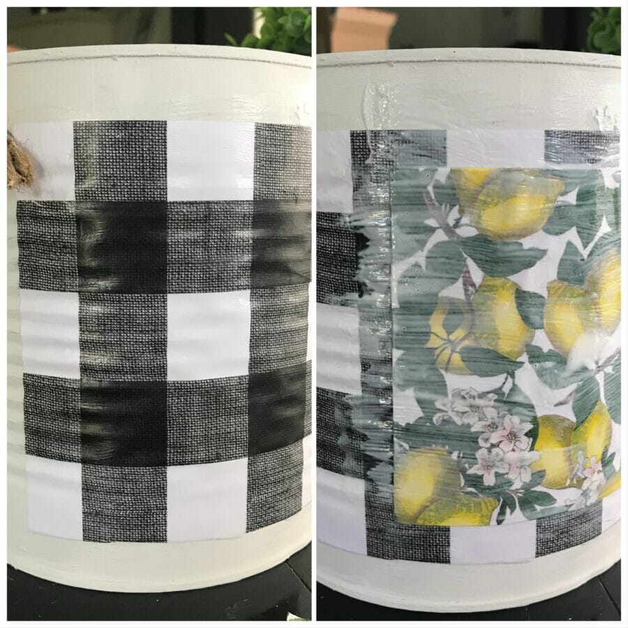collage of mod podge lemon paper