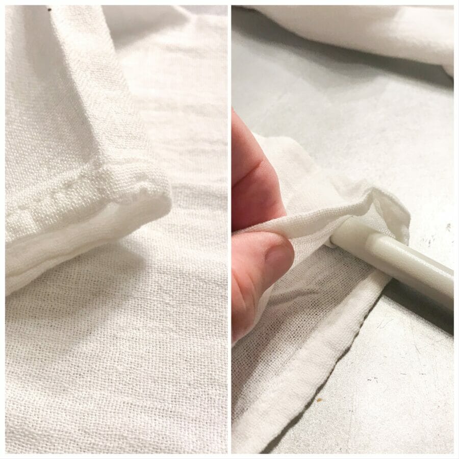 measuring flour sack for curtains