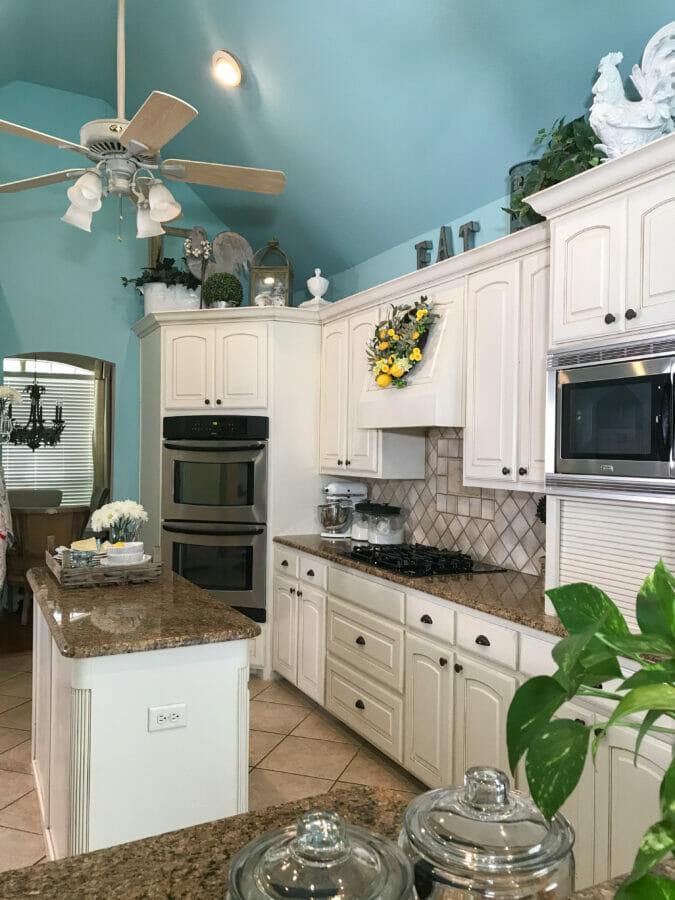 redecorated kitchen, view from bar area