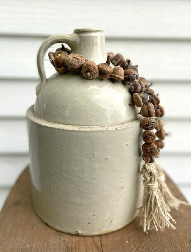 vintage jug with acorn beads and tassle