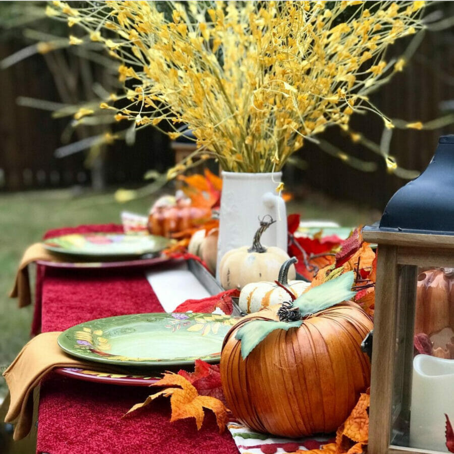 fall picnic table setting